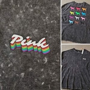 Victoria's Secret PINK Tshirt Relaxed Campus Tee VS Dog Logo Small